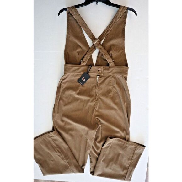 Sincerely Jules Women's Sz L Brown Corduroy Wide Leg V-Neck Jumpsuit Overalls - Picture 8 of 15